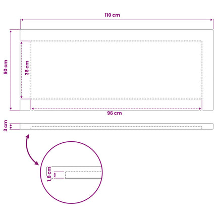Rektangulært Bordplade 90 x 50 x 3,5 cm Rektangulær Hvid