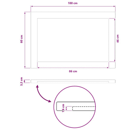 Rektangulært Bordplade 100 x 60 x 3,2 cm Rektangulær