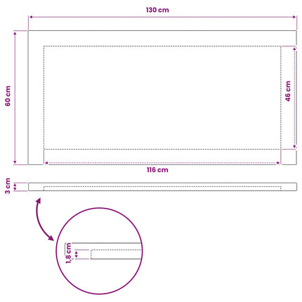 Rektangulært Bordplade 90 x 50 x 3,5 cm Rektangulær Hvid