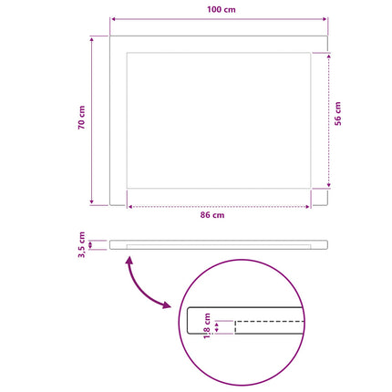 Rektangulært Bordplade 90 x 50 x 3,5 cm Rektangulær Mørk Brun