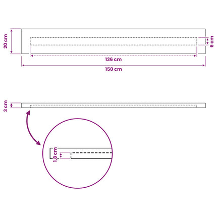 Rektangulært Bordplade 90 x 50 x 3,5 cm Rektangulær Hvid