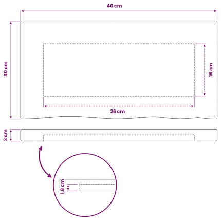 Rektangulært Bordplade 90 x 50 x 3,5 cm Rektangulær Mørk Brun