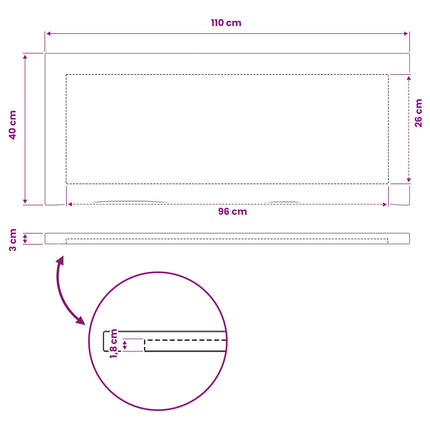 Rektangulært Bordplade 90 x 50 x 3,5 cm Rektangulær Hvid