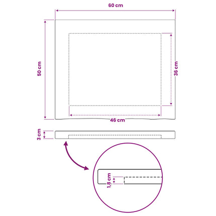 Rektangulært Bordplade 90 x 50 x 3,5 cm Rektangulær Hvid