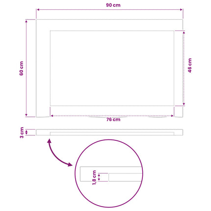 Rektangulært Bordplade 90 x 50 x 3,5 cm Rektangulær Mørk Brun