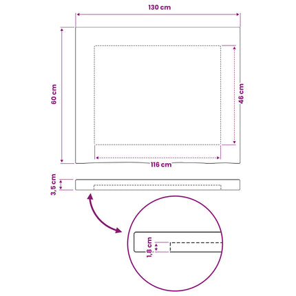 Rektangulært Bordplade 90 x 50 x 3,5 cm Rektangulær Mørk Brun