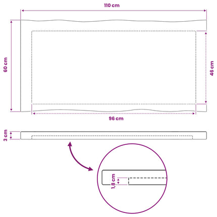 Rektangulært Bordplade 90 x 50 x 3,5 cm Rektangulær Hvid