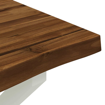 110 x 55 x 75 cm Massivt Akacietræ Natur og hvid Rektangulær
