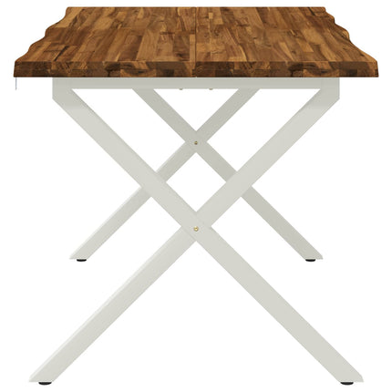 110 x 55 x 75 cm Massivt Akacietræ Natur og hvid Rektangulær