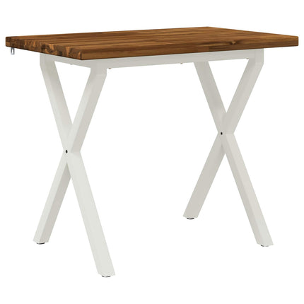 90 x 55 x 75 cm Massivt Akacietræ Natur og hvid Rektangulær