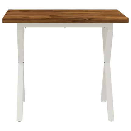 90 x 55 x 75 cm Massivt Akacietræ Natur og hvid Rektangulær