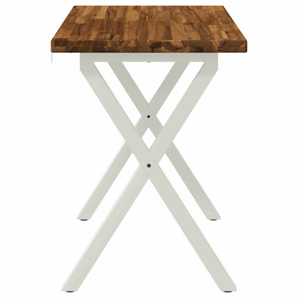 90 x 55 x 75 cm Massivt Akacietræ Natur og hvid Rektangulær