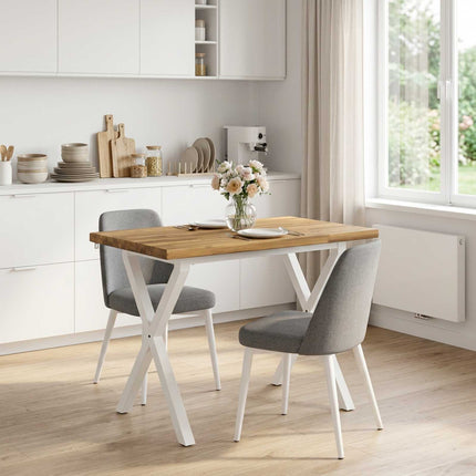 90 x 55 x 75 cm Massivt Akacietræ Hvid Rektangulær