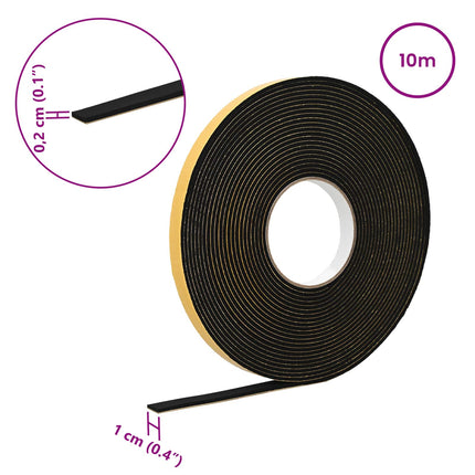 Selvklæbende skum tape 10 pcs Sort 10 mm x 10 m CR Skum