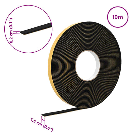 Selvklæbende skum tape Sort 15mm x 10m CR Skum