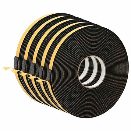 Selvklæbende skum tape 5 pcs Sort 15mm x 10m CR Skum