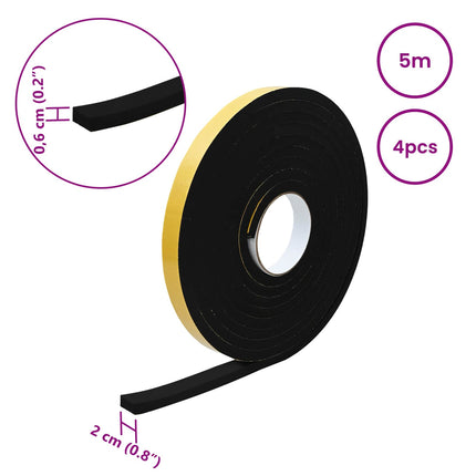 Selvklæbende skum tape 4 stk. Sort 20mm x 5m CR Skum