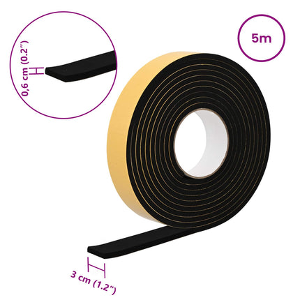 Selvklæbende skum tape 10 pcs Sort 30 mm x 5 m CR Skum