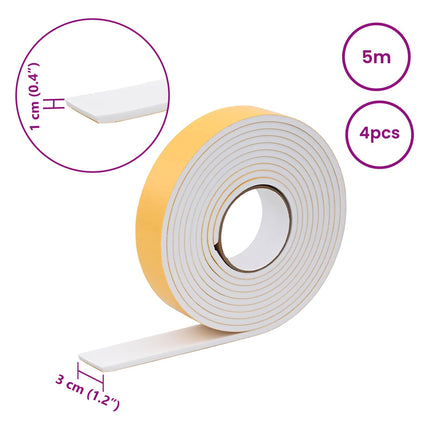 Selvklæbende skum tape 4 pcs Hvid 30mm x 5m CR Skum