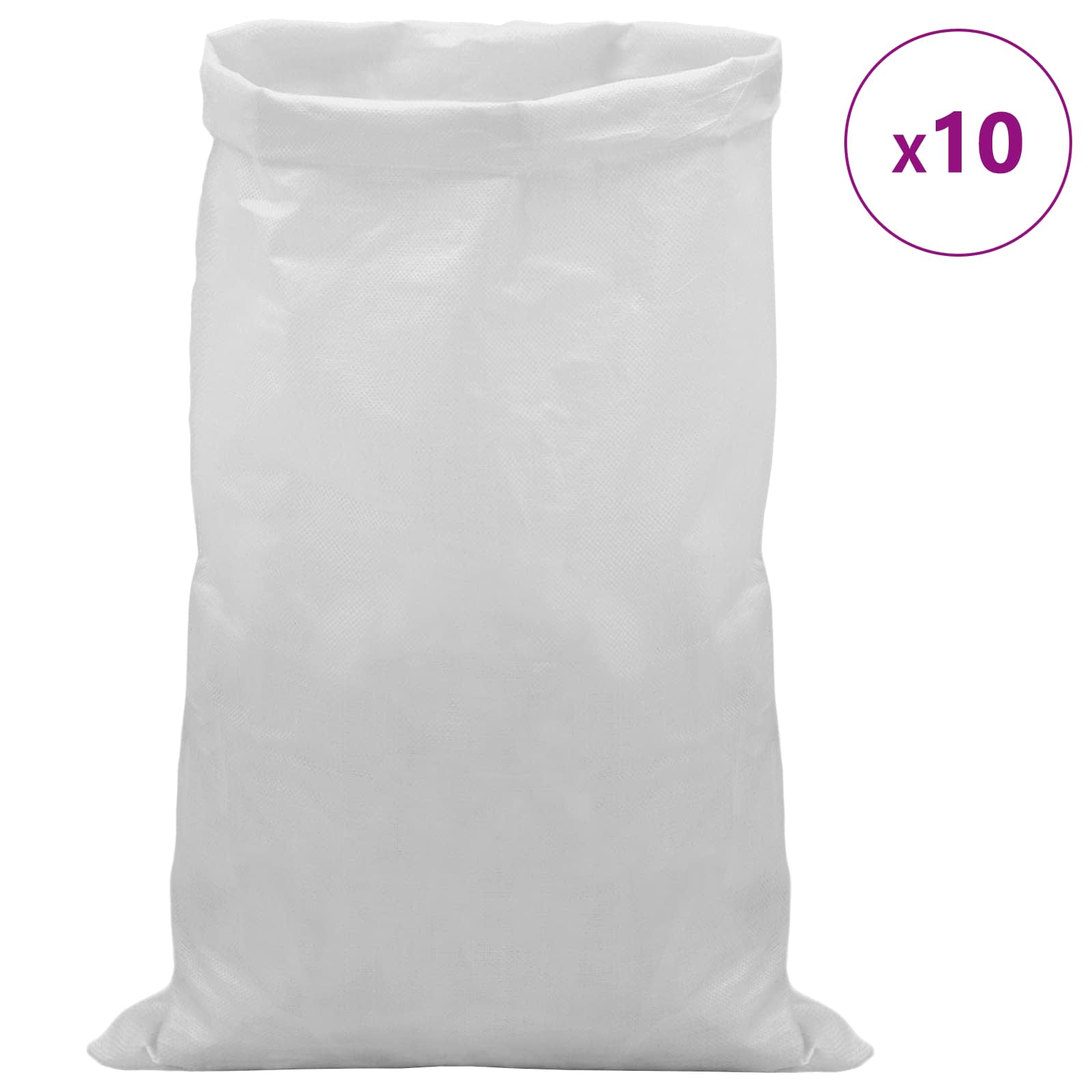 Vevde sække 10 pcs Hvid 60 x 110 cm PP