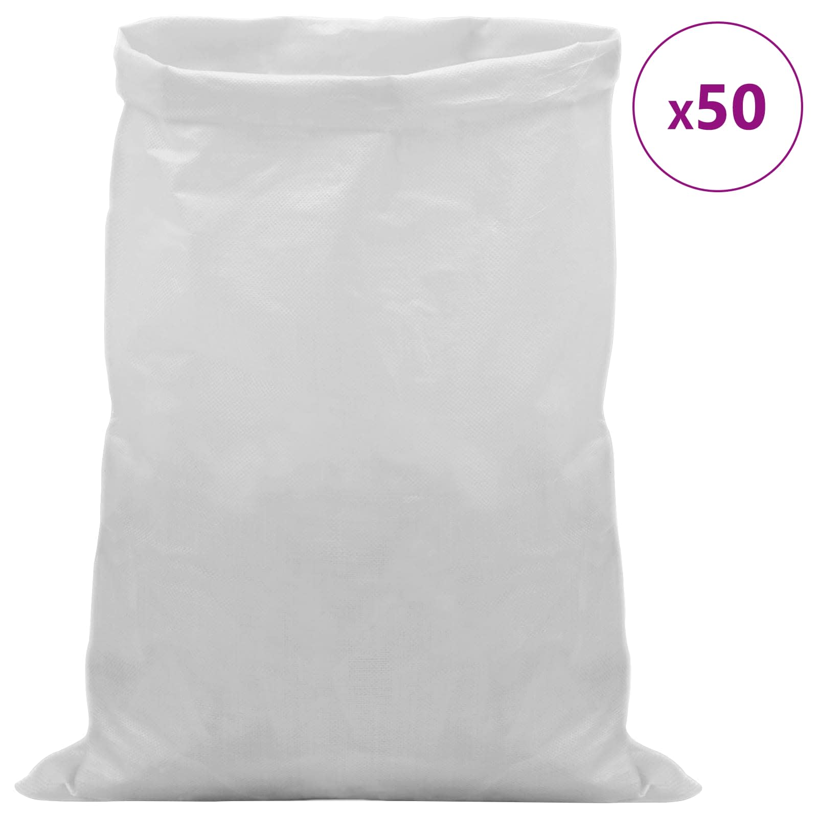 Vevde sække 50 pcs Hvid 60 x 100 cm PP