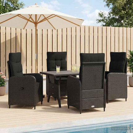 Udendørs spise sæt 5 stk. Sort polyrattan