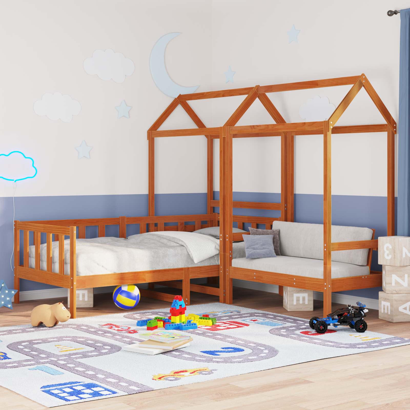 Dagbed Sæt VoksBrun 90 x 200 cm Massivt fyrretræ