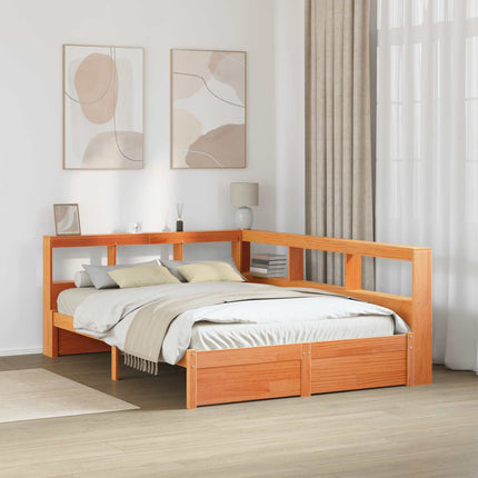 Bogreol Seng 2 stk. Voks brun 200 x 150 cm Massivt fyrretræ