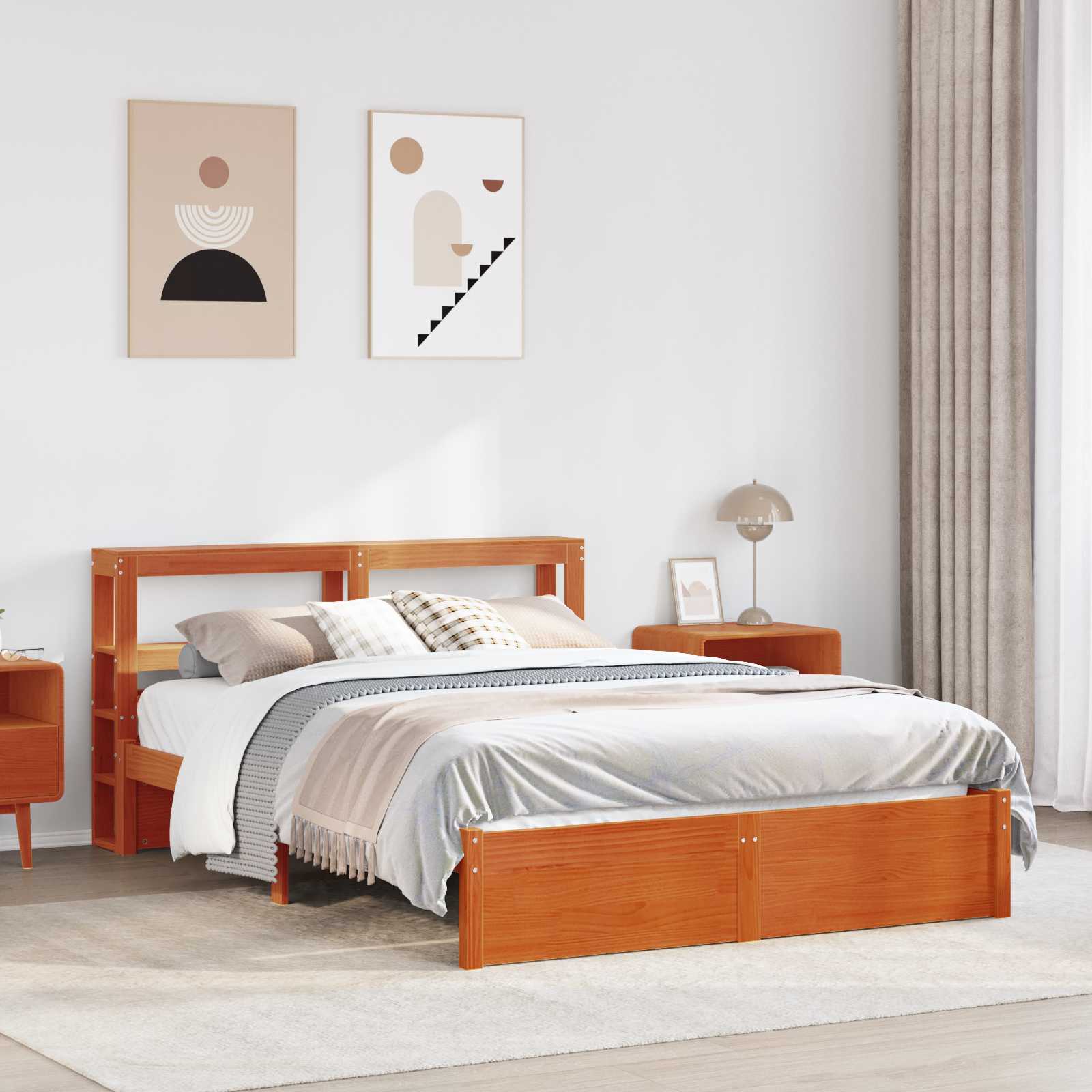 Sengestel Voks brun 140 x 200 cm Massivt fyrretræ
