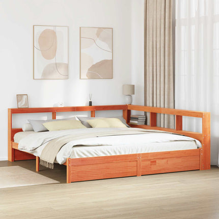 Bogreol Seng 2 stk. Voks brun 200 x 200 cm Massivt fyrretræ