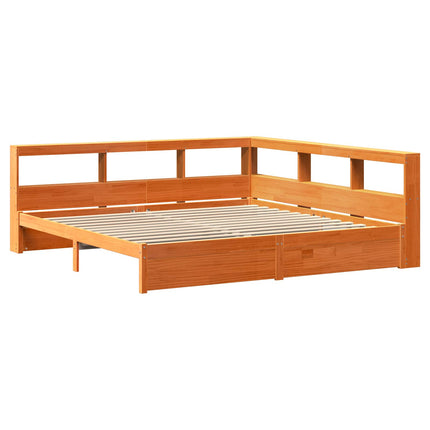 Bogreol Seng 2 pcs Voks brun 200 x 200 cm Massivt fyrretræ