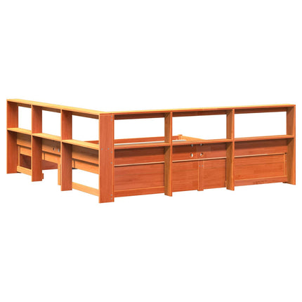 Bogreol Seng 2 pcs Voks brun 200 x 200 cm Massivt fyrretræ