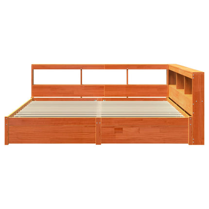 Bogreol Seng 2 pcs Voks brun 200 x 200 cm Massivt fyrretræ