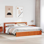 Sengestel Voks brun 200 x 200 cm Massivt fyrretræ