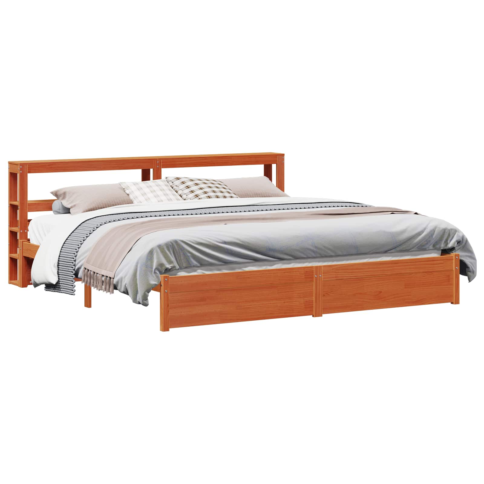 Sengestel Voks brun 200 x 200 cm Massivt fyrretræ