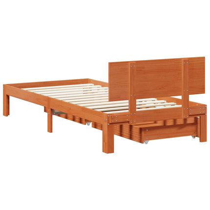 Sengestel med hovedgærde Voks brun 70 x 190 cm Massivt fyrretræ