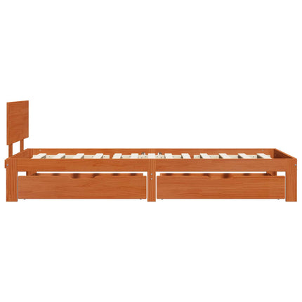 Sengestel med hovedgærde Voks brun 70 x 190 cm Massivt fyrretræ