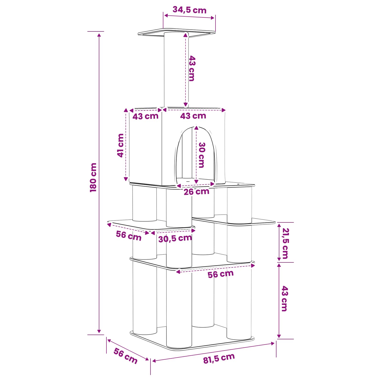 Kattetræ med sisal klatreposter Lysegrå 180 cm