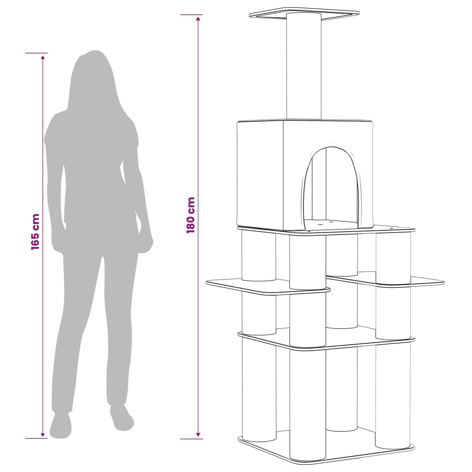 Kattetræ med sisal klatreposter Mørkegrå 180 cm