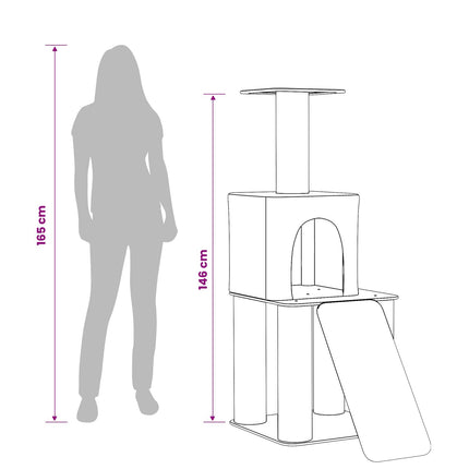 Kattetræ med sisal klatreposter Cremefarvet 146 cm