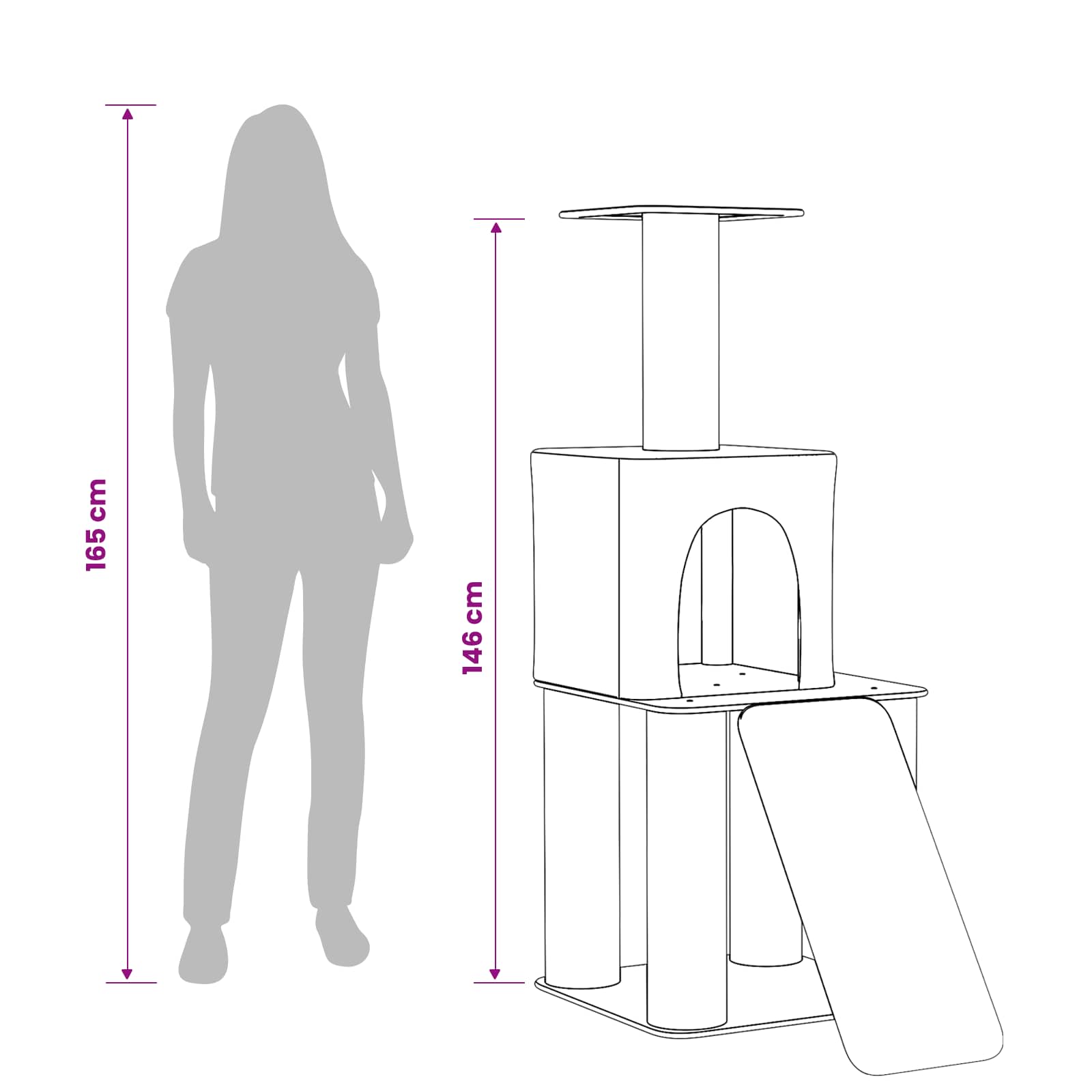 Kattetræ med sisal klatreposter Cremefarvet 146 cm