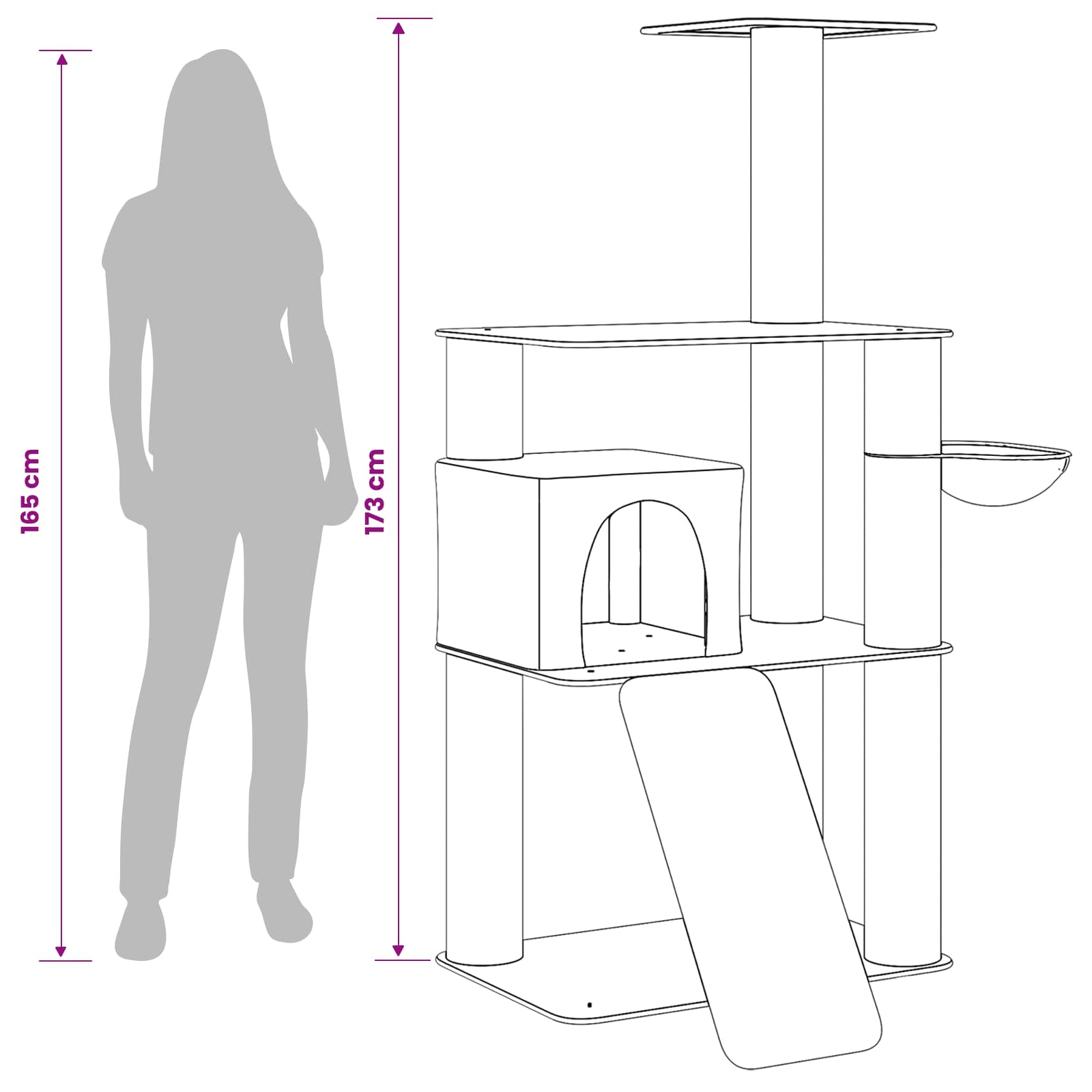 Kattetræ med sisal klatreposter Lysegrå 173 cm