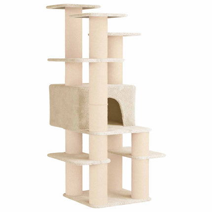 Kattetræ med sisal klatreposter Cremefarvet 161 cm