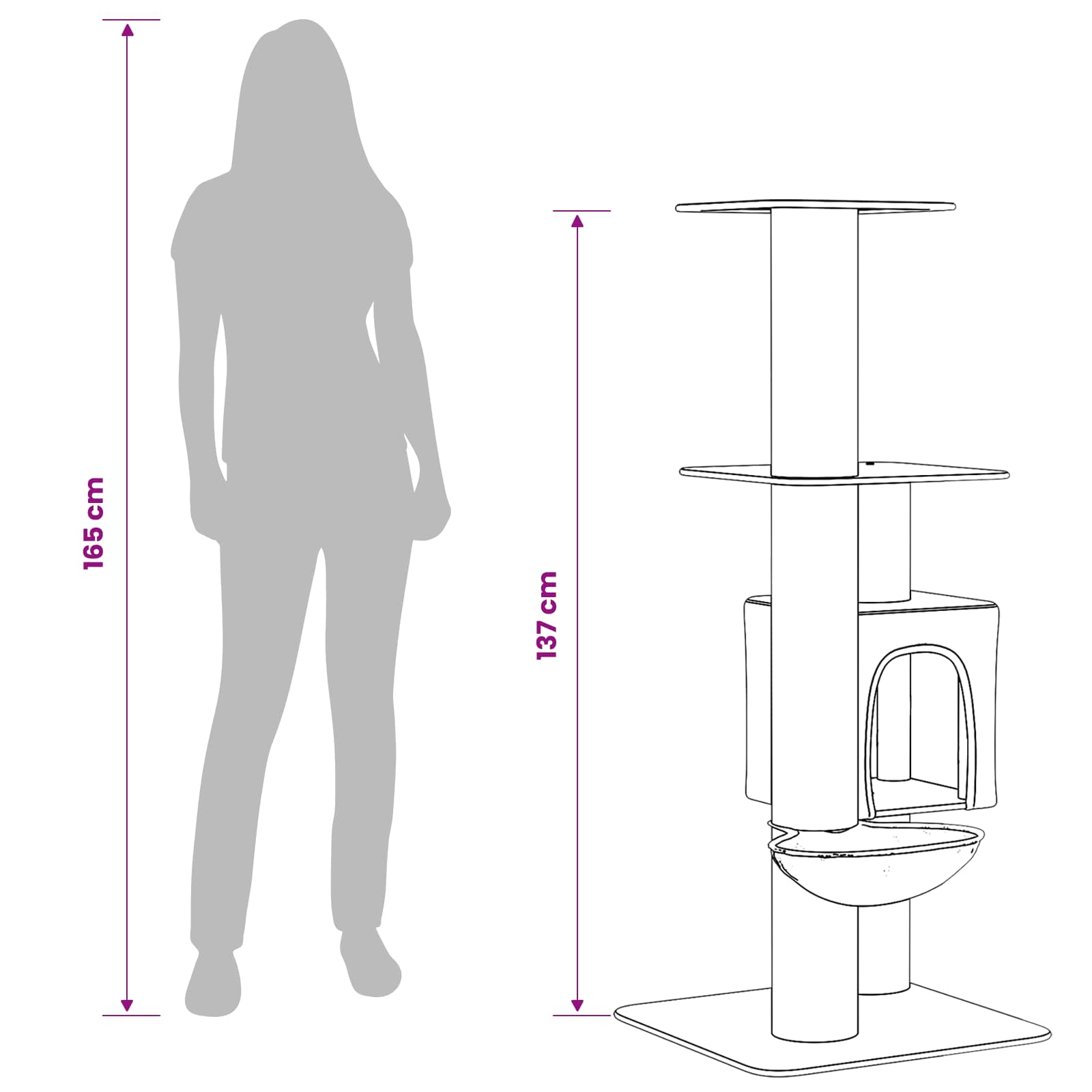 Kattetræ med sisal klatreposter Lysegrå 137 cm