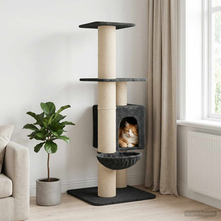 Kattetræ med sisal klatreposter Mørkegrå 137 cm