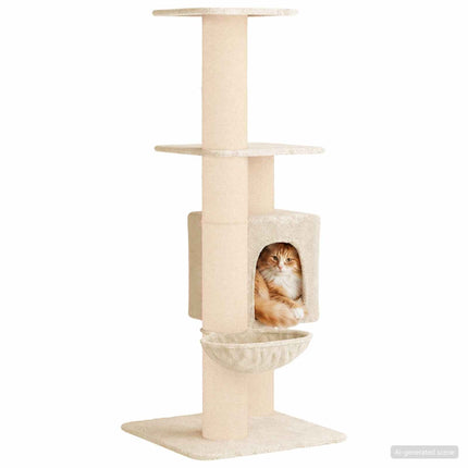 Kattetræ med sisal klatreposter Cremefarvet 137 cm