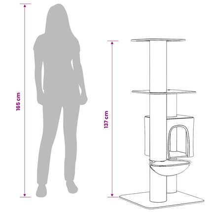 Kattetræ med sisal klatreposter Cremefarvet 137 cm