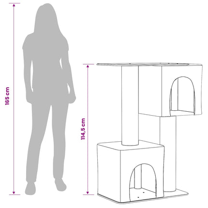 Kattetræ med sisal klatreposter Lysegrå 114 cm