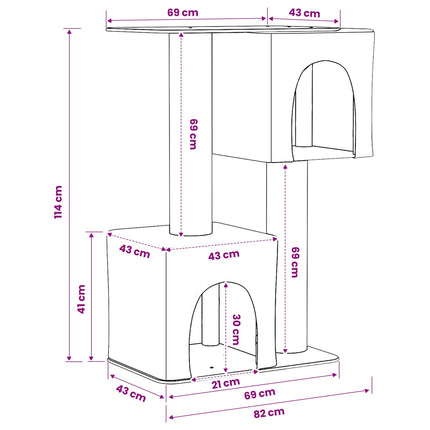 Kattetræ med sisal klatreposter Lysegrå 114 cm
