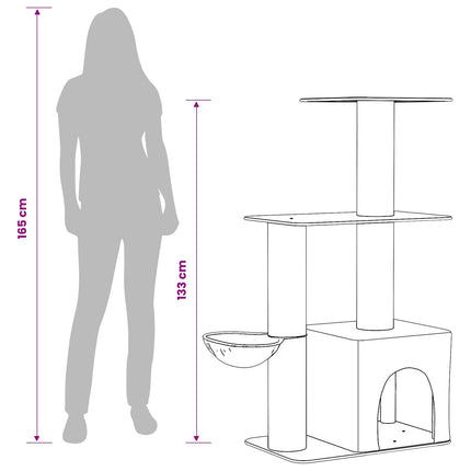 Kattetræ med sisal klatreposter Lysegrå 133 cm